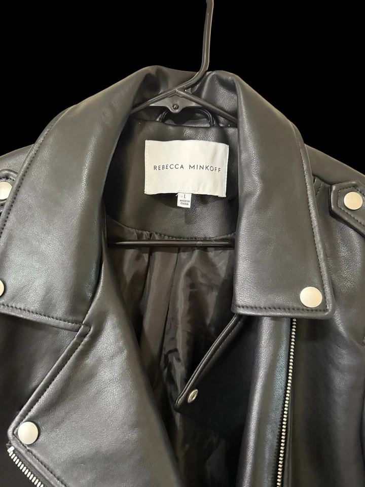 Chaqueta de moto Rebecca Minkoff nueva sin etiquetas imitación cuero negra motociclista grunge para mujer talla XL Foto 3 de 4