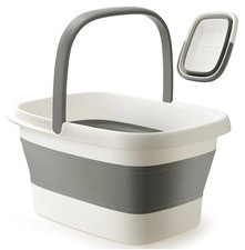 Foldable Foot Bath Basin for Feet, Collapsible Soaking Tub, Gray/White