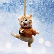 Kungfu Cats Pendant Keychain Lovely Ketten Flat Acrylic Ornament Charm for Girl