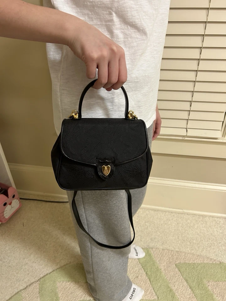 Bolso de mano vintage Mark Cross convertible de lona negro, bolso a bandolera Foto 3 de 4