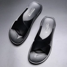 Men's Summer Casual Slip - On Sandals Open - Toe Beach Pool & Home Footwear