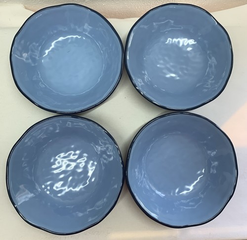 Tommy Bahama Melamine Scalloped Blue 7" Plastic Soup / Cereal Bowl (4)