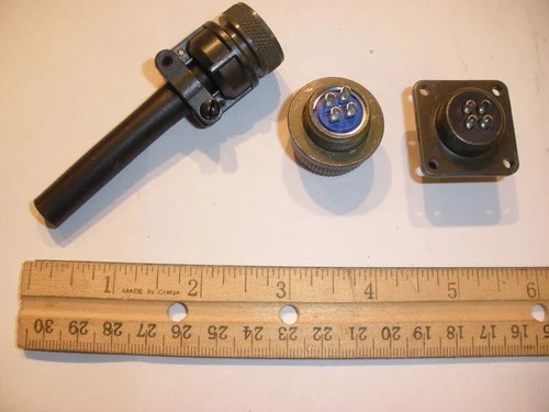 NEW - MS3106A 14S-2S (SR) with Bushing and MS3102A 14S-2P - 4 Pin Mating Pair