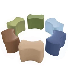 ECR4Kids SoftZone Toddler Modular Stool Set, Flexible Seating, Earthtone, 6-Piec