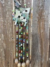 Cow Wind Chime with Green Fairy Lights & Glass Beads