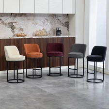 Bar Stools Set of 2 Counter Height Upholstered w/ Metal Frame for Kitchen Island