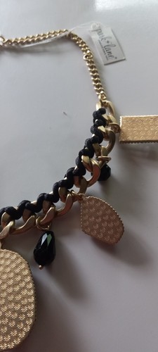 Park Lane Runway Black & Gold Designer Faceted Rhinestones Necklace 19in (New) - Picture 10 of 15