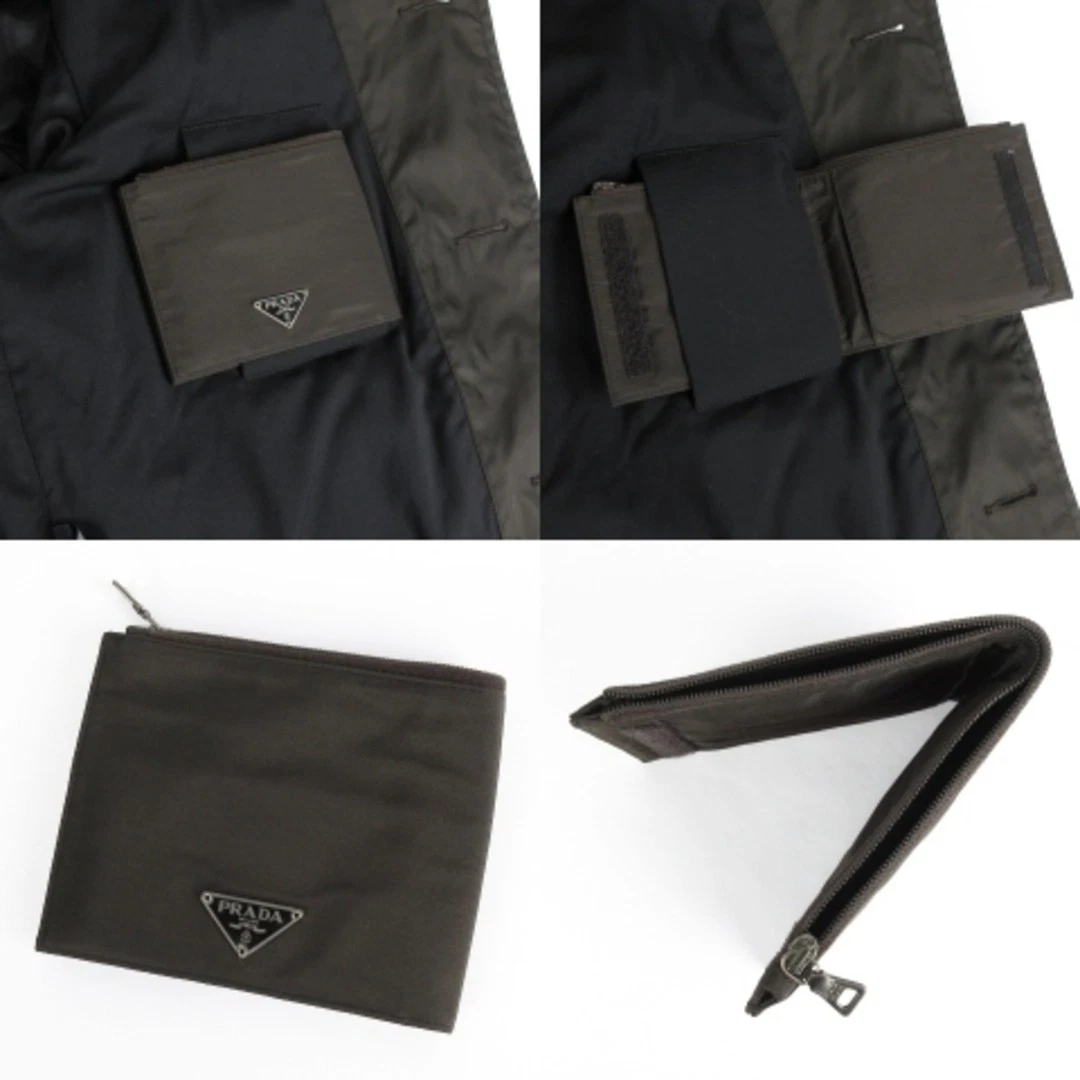 Prada Giacca Cappuccio Imbottito Nylon Portafoglio Incluso Verde Oliva S Capispalla AA U