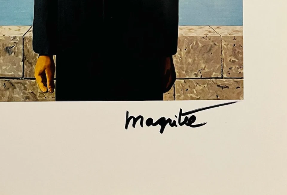 Impresión original firmada a mano por René Magritte con certificado de autenticidad y +$3.500 USD de valoración Foto 4 de 4