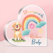 2D 1P Heart Acrylic Plaque Miss My Puppy At Rainbow Bridge Memorial Gift 4x4