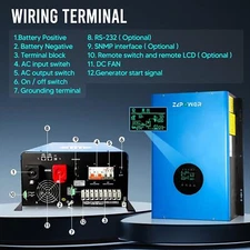 10KW Solar Hybrid Inverter Off Grid 110/220Vac Low Frequency DC 48V w/2x80A MPPT