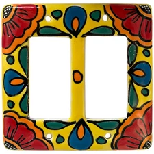 TalaMex Mexican Ceramic Wall Plate Canary Double GFI/Rocker