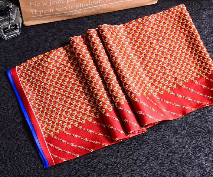 100% Seda Hombres Bufanda Satén Pañuelo Envolvente Rayas Rojo Amarillo MY113-16 Foto 4 de 4