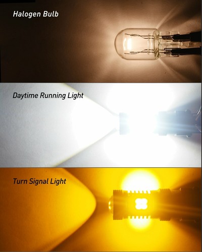 Amber white Switchback 7443 LED Turn Signal Light Bulb for Chevrolet Ford GMC F2 - Picture 4 of 10