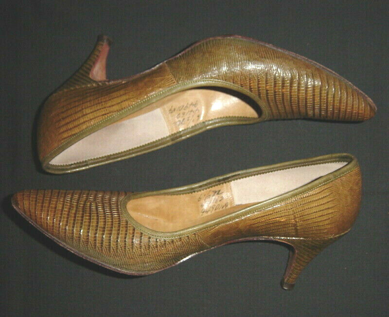 Vintage 1940s Lizard Pumps Size 6.5 N LaBelle Rep… - image 10