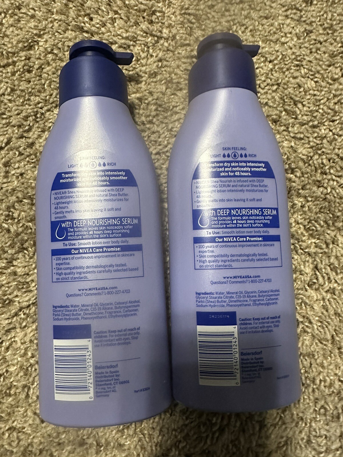 2 NIVEA 48 Hour Deep Nourishing Serum Body Lotion W/Shea Butter-16.9 FL oz. Each
