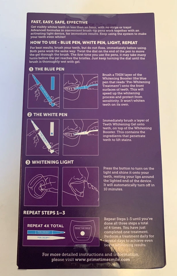 KIT DE LUZ CLAREADORA DENTES PRIME TIME SMILE lacrado - Imagem 2 de 4