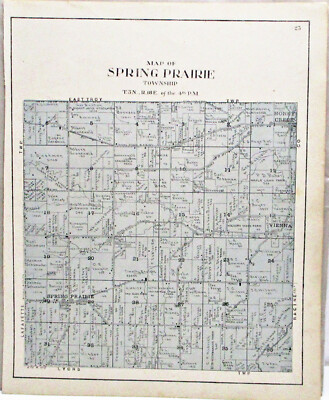 MAP OF SPRING PRAIRIE TOWNSHIP, (WALWORTH COUNTY) WISCONSIN - 1921