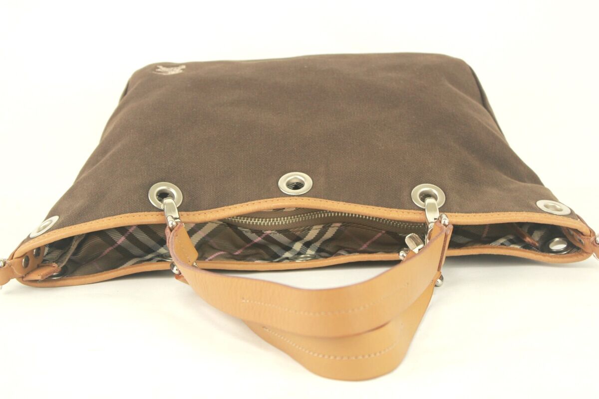 Burberry Blue Label Canvas & Leather 2 Way Shoulder Bag Hand Burberry Blue Label Canvas & Leather 2 Way Shoulder Bag Hand