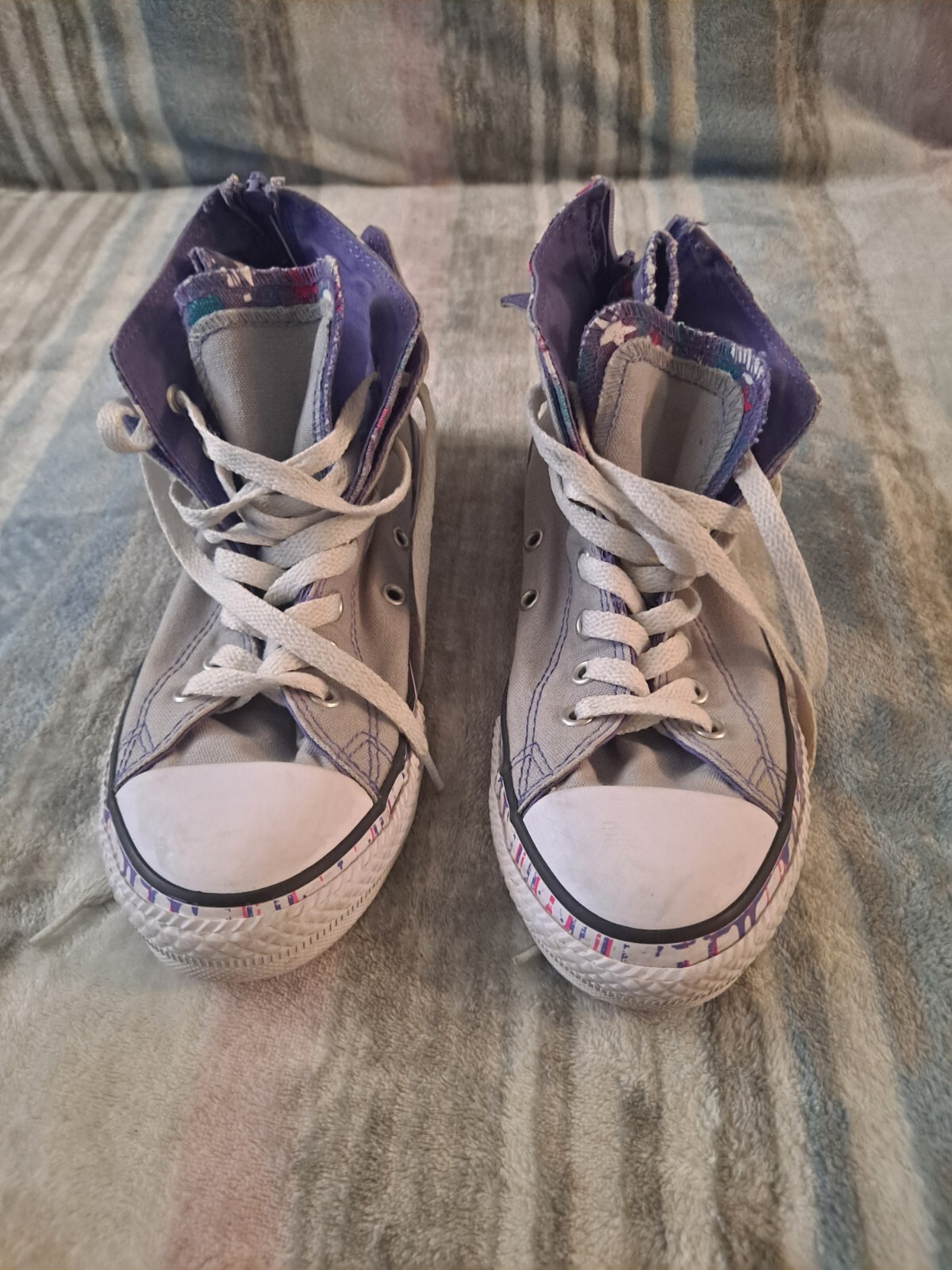 Converse Girl's CT Zip Back Lucky Stone Grey/Multi Hi Top Sneakers