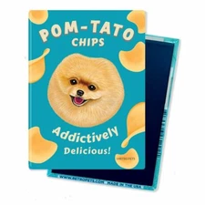 Retro Pets Magnet, Pom-Tato Chips, Pomeranian Dog, Advertising Art, 2.5" x 3.5"