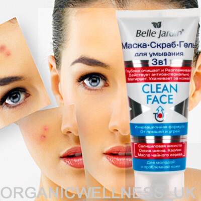 BELLE JARDIN ''Clean Face Gel-Maske-Scrub 3in1'' Salicylsäure + Teebaum + Aloe 200m.