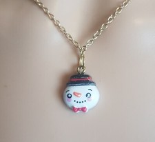 SNOWMAN Pendant NECKLACE Adjustable Metal Chain SNOW Cartoon Character Charm 8 