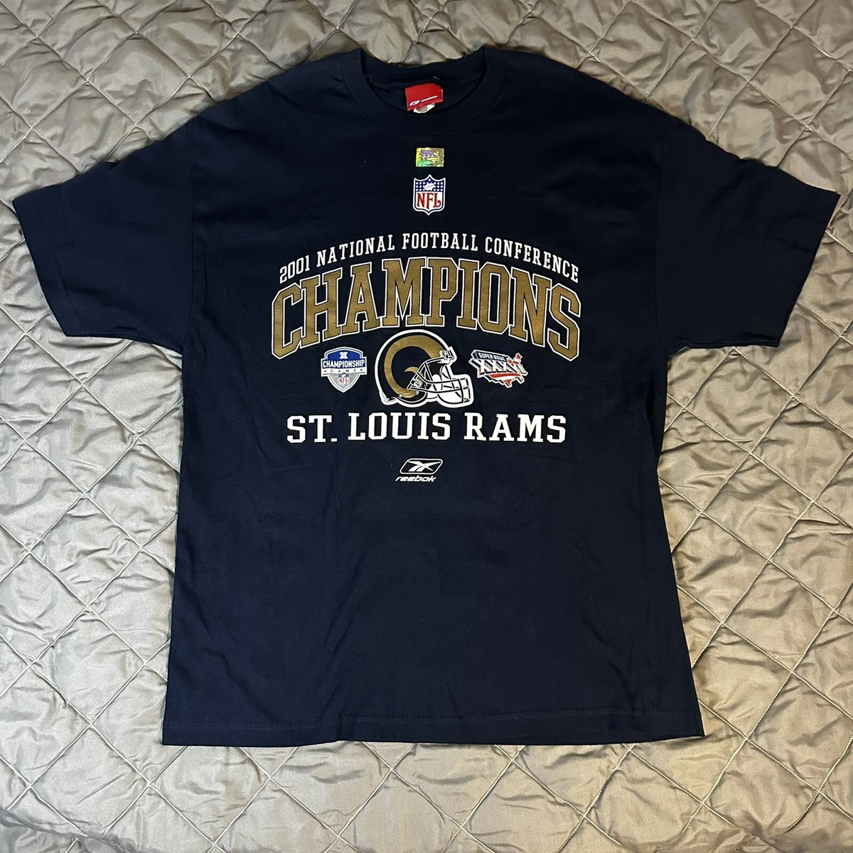 T-shirt Vintage NFL St. Louis Rams – Marshall Faulk – Gris Taille L – Neuf Avec étiquette