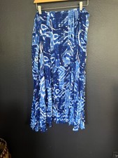 Vintage Womens Blue Geometric Skirt Plus Sz 18 Maxi Y2K 90s Chiffon Boho Fairy