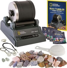 Rock Tumbler Kit Hobby Edition Includes Rough Gemstones, and 4 Polishing Grits