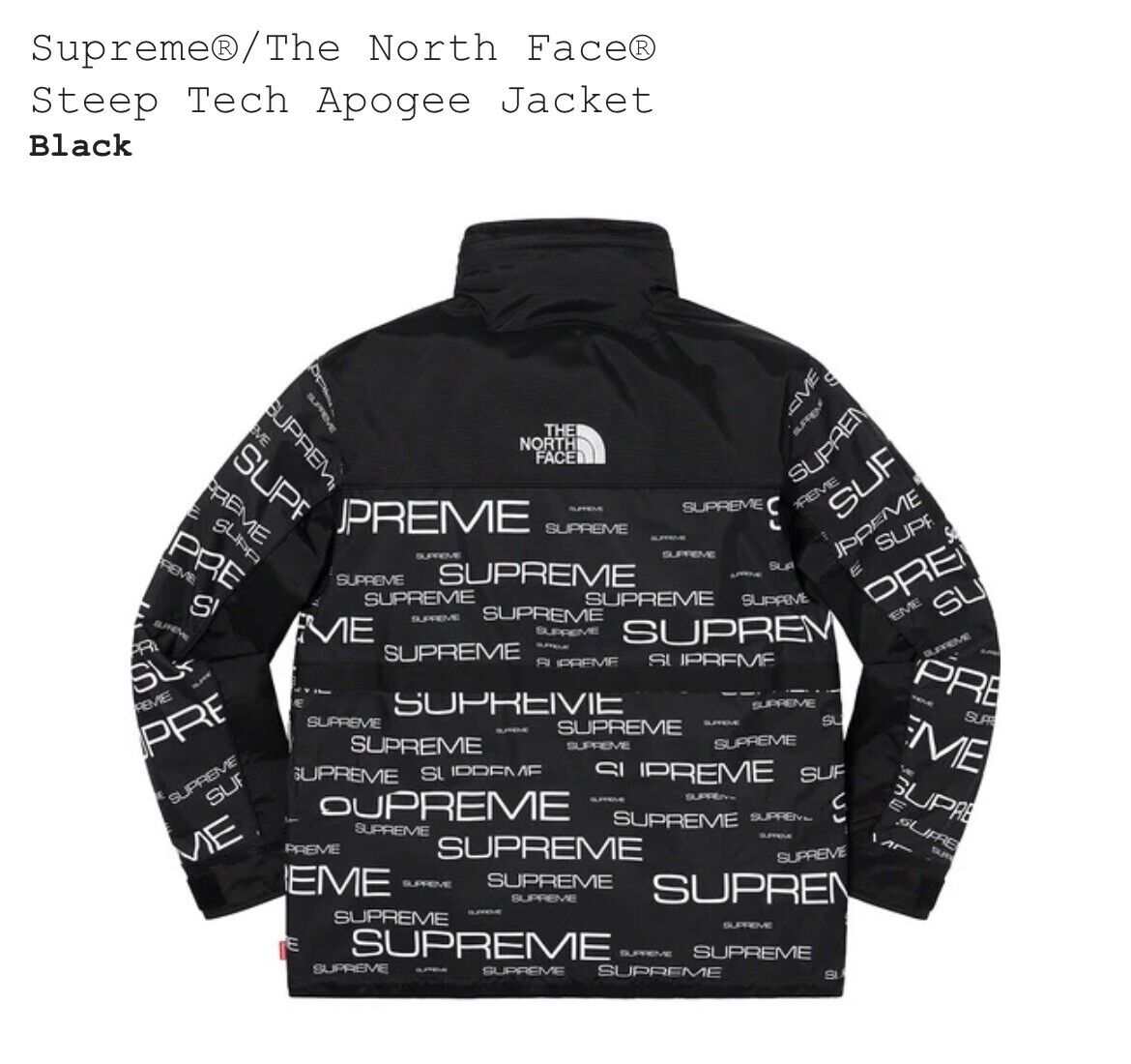 Supreme x The North Face Steep Tech Apogee Jacket Size Medium FW21 Black  White