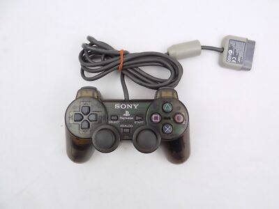 Genuine Like New Playstation 1 Ps1 Wired Clear Smoke Black Controller - Teste...