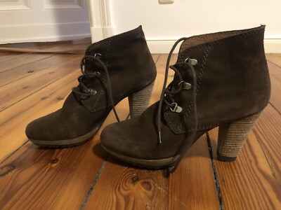 Mango Stiefelette Ankle Boots Wildleder Nubuk Leder Braun Neu Blockabsatz 39
