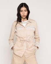 Twinset Embroidered Trench Jacket With Pearl Fringes 16 Uk Rrp £322