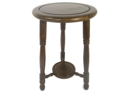 Vintage Wooden Side Wine Table Pedestal Plant Stand Milking Stool Two Tier Beaut