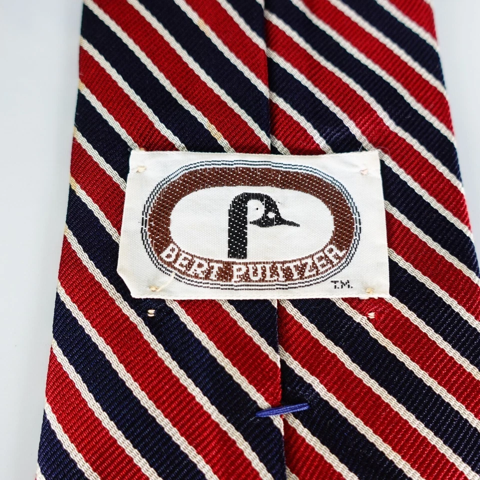 BERT PULITZER Corbata Cuello Para Hombres Rayas Seda Tejido Sólido Traje Vestido Rojo Negro Moderno Foto 4 de 4