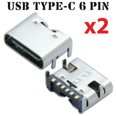 USB 3.1 Type C Female 6 Pin SMD DIP Plug Connector for PCB, DIY