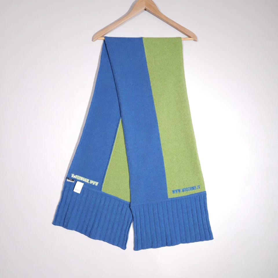 复古 Moschino 羊毛围巾 意大利制造 68.5"x14 — 第 3/4 张图片