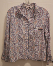 Victoria's Secret Women's Long Sleeve Button Up Pajama Night Shirt Paisley Sz M
