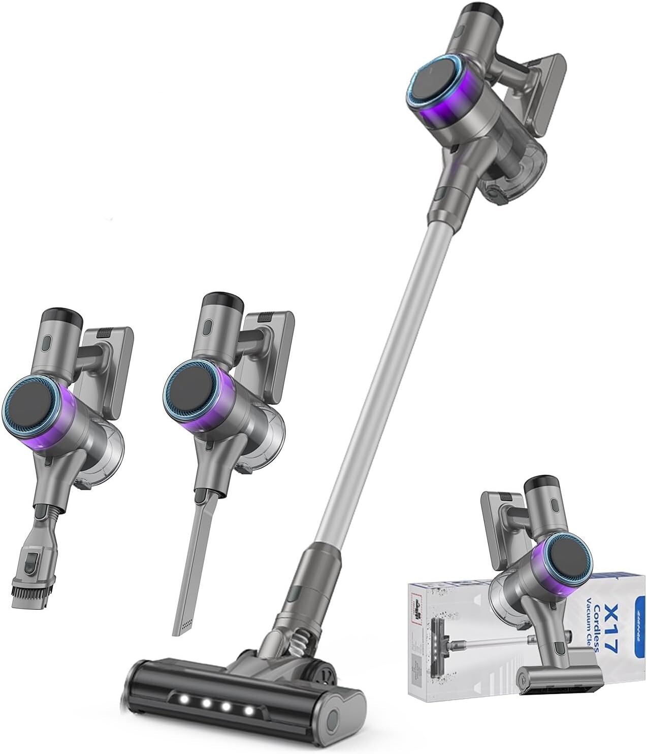 Scopa Elettrica 45KPa 550W Senza Fili | Aspirapolvere Ciclonico 4-in-1