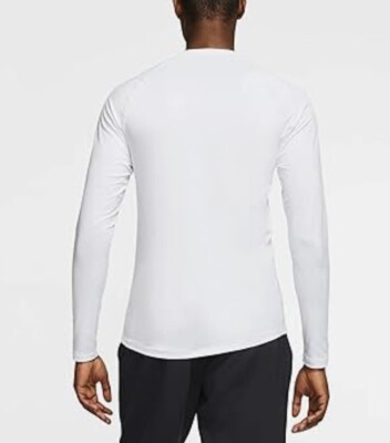 Nike Pro Men's Low-Rise Long Sleeve White Fitted Top, Size Medium