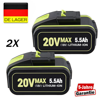 2X 5,5Ah Akku für Worx 20V WA3551 Li-Ion WA3553 WX390  WG549 WG259 WX523  WX166