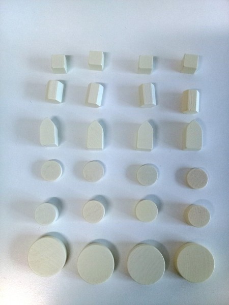 BOARD GAMES ACCESSORIES: ASSORTED WOODEN TOKENS - WHITE - NEW