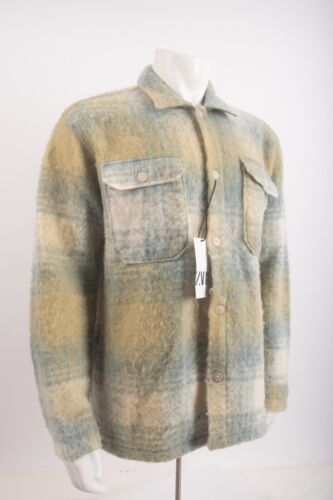 Zara Mens Shacket Jacket Blue Button Down Blue green XL X-Large 7545/527 NWT - Picture 2 of 6