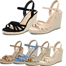 Women Platform Espadrille Wedge Sandals Ankle Strap Open Toe Casual Sandals