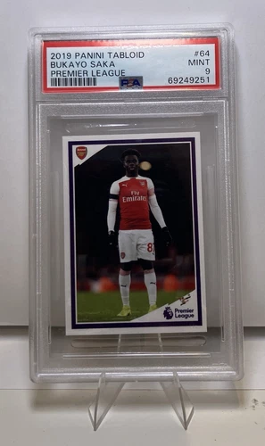BUKAYO SAKA 2019 Panini Tabloid Premier League Stickers #64 PSA 9 TRUE ROOKIE RC
