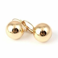 18ct Yellow / White Plated Gold Large 15mm Ball Stud Earrings Pair