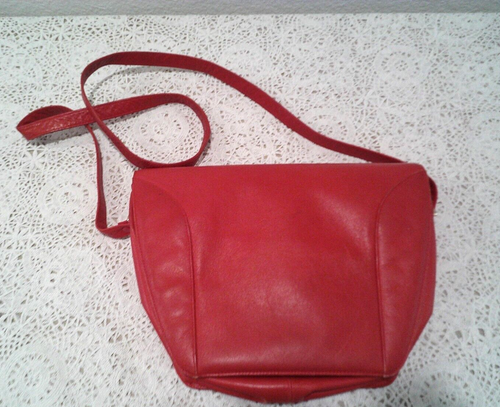 Saks 5th Ave VINTAGE Schulter/Clutch Umschlag Form Leder Handtasche ROT - Bild 5 von 7