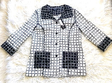 Image of NWT Flair Womens Size L 3 Button Black & White Blazer Geometric