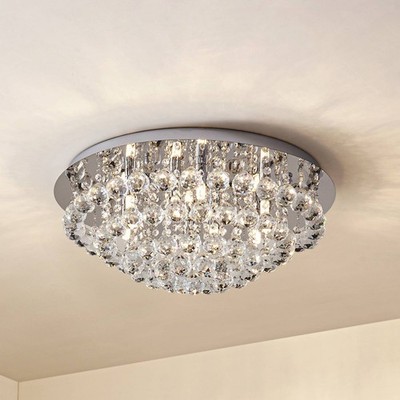 Lindby Kristall Deckenlampe chrom, Kronleuchter Deckenleuchte 8x G9, ohne Leucht